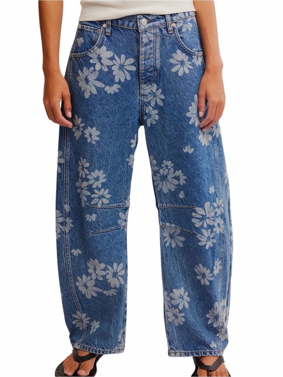 Free People Denim - Free People We The Free Flower Good Luck Mid Rise Barrel Jeans